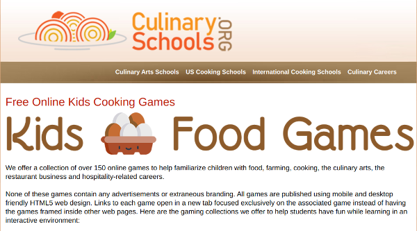 Free Online Kids Cooking Games at Culinaryschools.Org