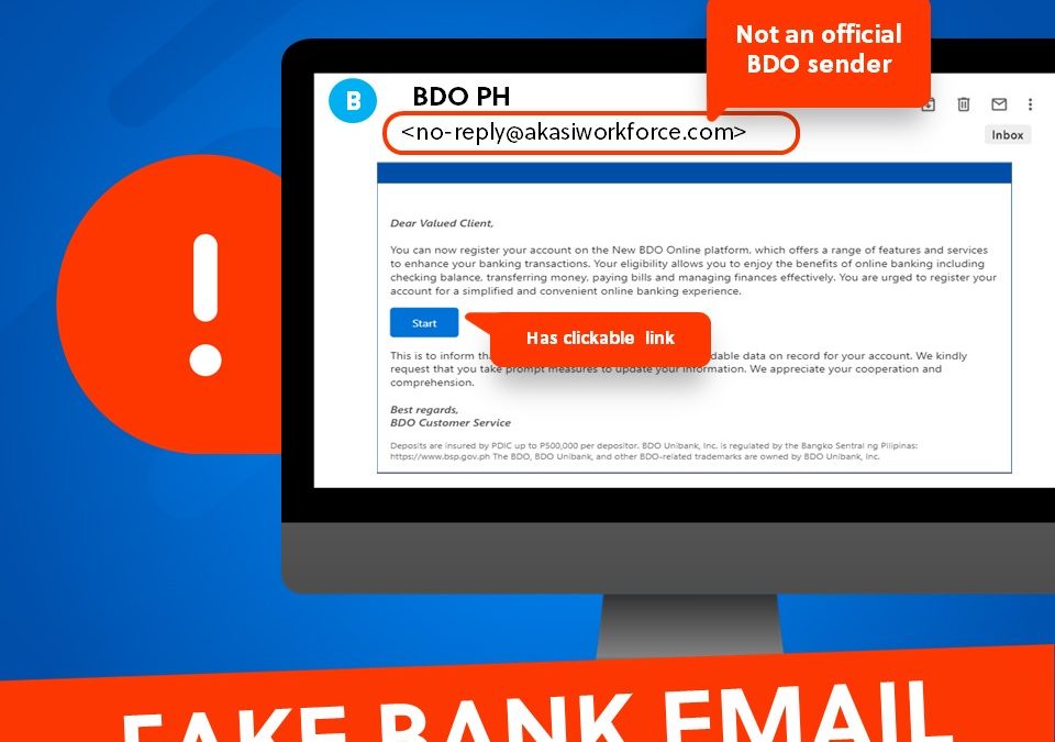 Beware of scammers taking advantage of the migration to the new BDO Online app